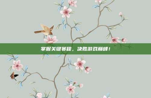 掌握关键赛程，决胜游戏巅峰！