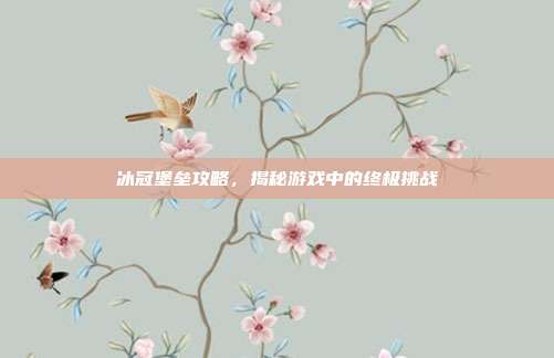 冰冠堡垒攻略,揭秘游戏中的终极挑战