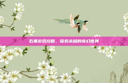 石果游戏攻略,探索未知的奇幻世界