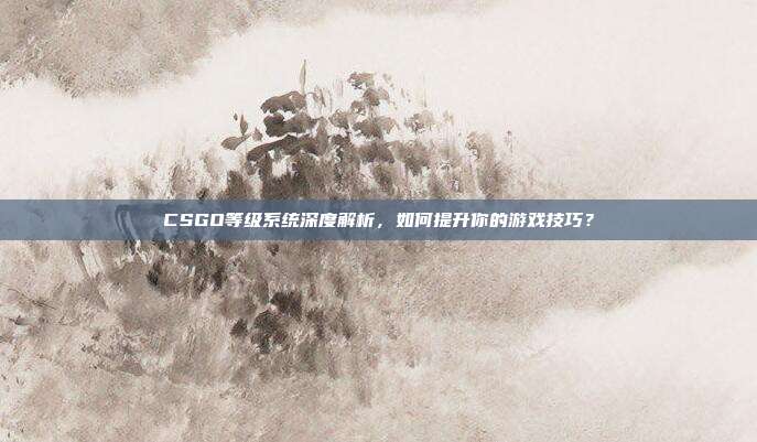 CSGO等级系统深度解析,如何提升你的游戏技巧?