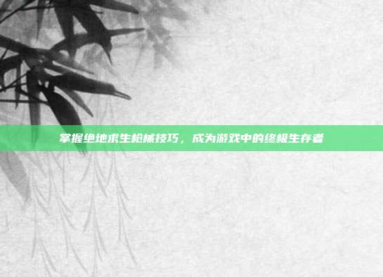 掌握绝地求生枪械技巧,成为游戏中的终极生存者