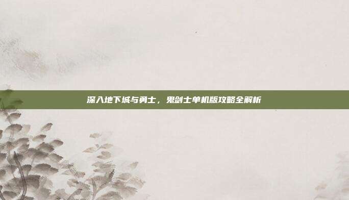 深入地下城与勇士，鬼剑士单机版攻略全解析