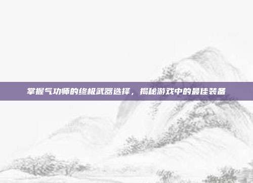 掌握气功师的终极武器选择，揭秘游戏中的最佳装备