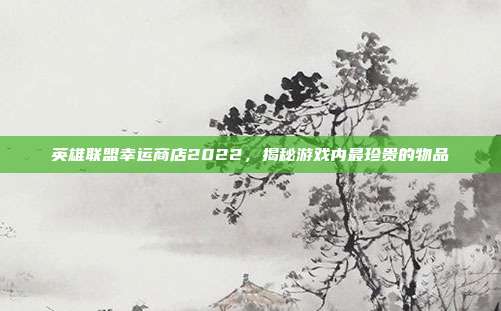 英雄联盟幸运商店2022，揭秘游戏内最珍贵的物品
