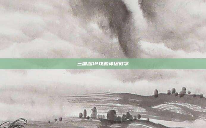 三国志12攻略详细教学