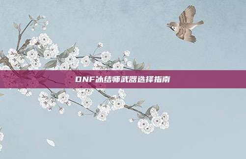 DNF冰结师武器选择指南