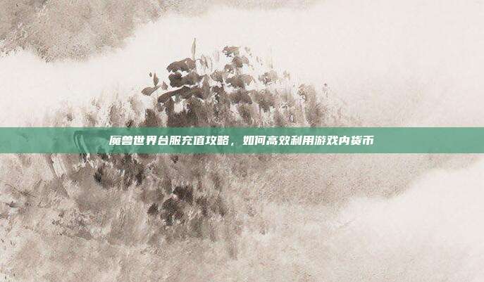 魔兽世界台服充值攻略,如何高效利用游戏内货币