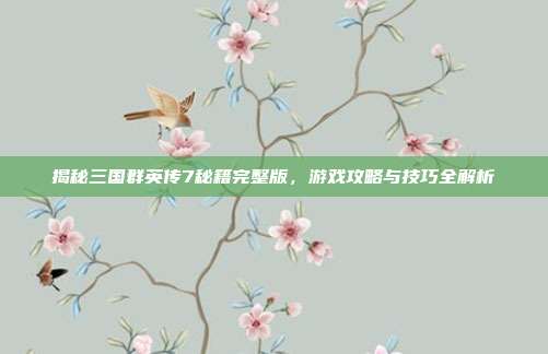 揭秘三国群英传7秘籍完整版,游戏攻略与技巧全解析