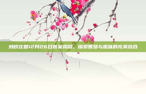 蚂蚁庄园12月26日答案揭晓,探索智慧与趣味的完美结合