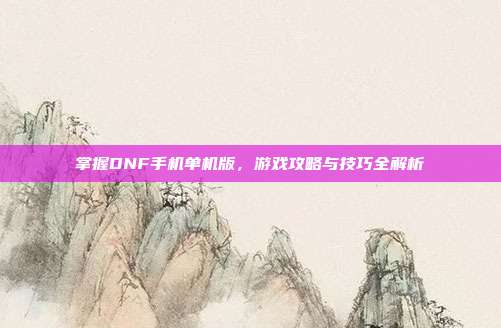 掌握DNF手机单机版,游戏攻略与技巧全解析