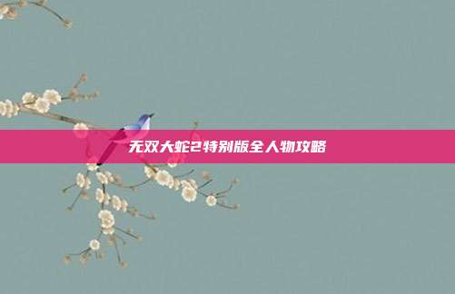 无双大蛇2特别版全人物攻略