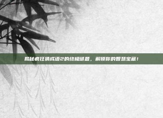 揭秘疯狂猜成语2的终极谜题,解锁你的智慧宝藏!