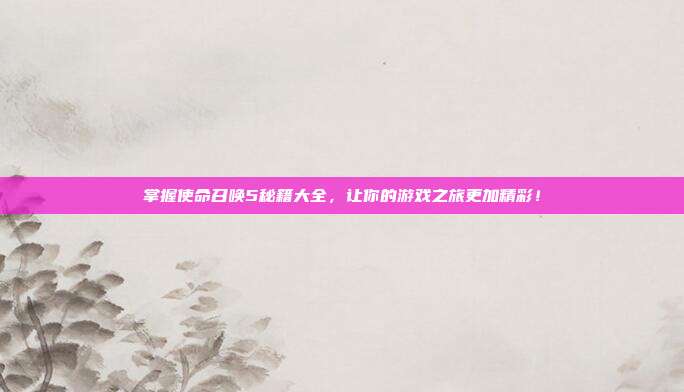 掌握使命召唤5秘籍大全,让你的游戏之旅更加精彩!