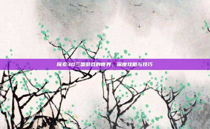 探索3D三国游戏的世界,深度攻略与技巧