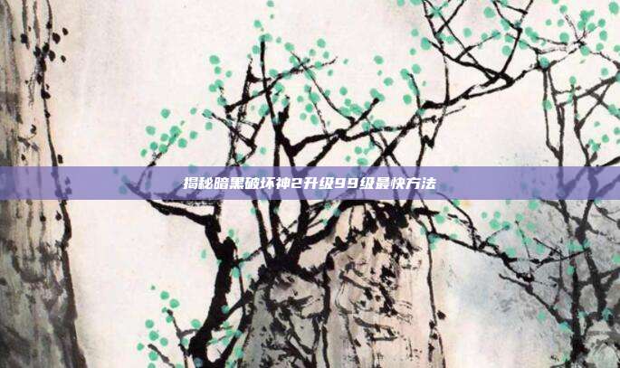 揭秘暗黑破坏神2升级99级最快方法
