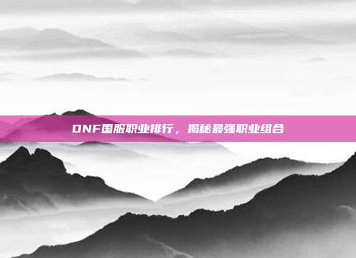 DNF国服职业排行,揭秘最强职业组合