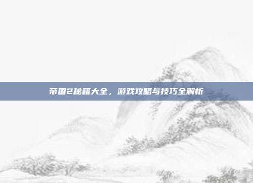 帝国2秘籍大全,游戏攻略与技巧全解析