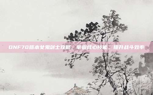 DNF70版本女鬼剑士攻略,掌握核心技能,提升战斗效率