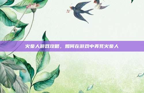 火柴人游戏攻略,如何在游戏中弄死火柴人