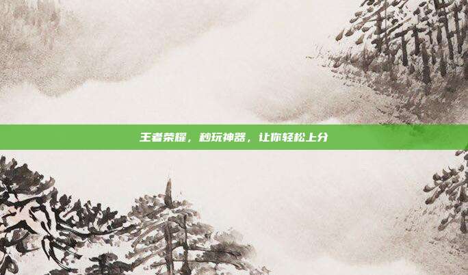 王者荣耀,秒玩神器,让你轻松上分