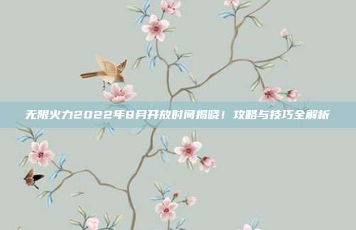 无限火力2022年8月开放时间揭晓!攻略与技巧全解析