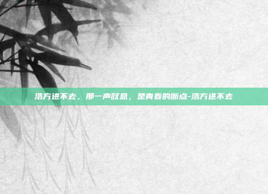 浩方进不去,那一声叹息,是青春的断点-浩方进不去
