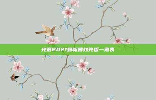 光遇2021最新复刻先祖一览表