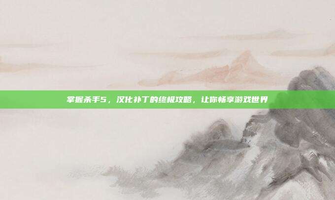 掌握杀手5,汉化补丁的终极攻略,让你畅享游戏世界