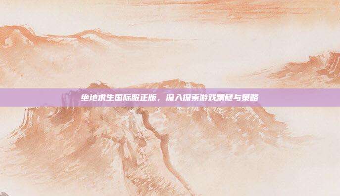 绝地求生国际服正版,深入探索游戏精髓与策略