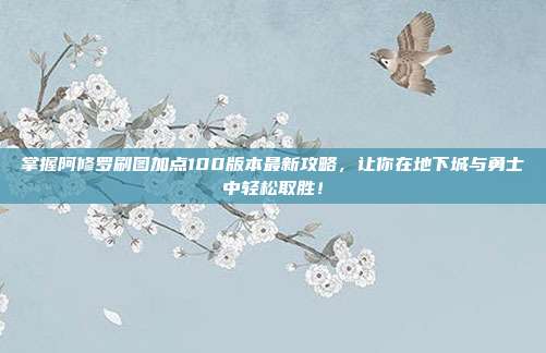 掌握阿修罗刷图加点100版本最新攻略，让你在地下城与勇士中轻松取胜！
