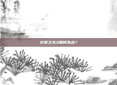 火炬之光3如何洗点？