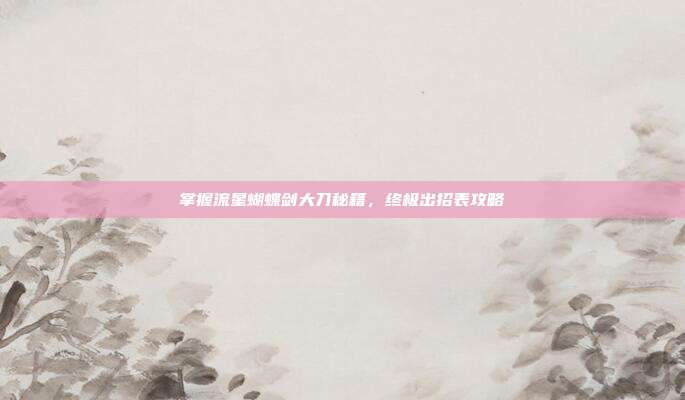 掌握流星蝴蝶剑大刀秘籍,终极出招表攻略