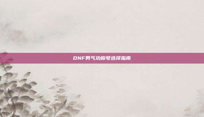 DNF男气功称号选择指南
