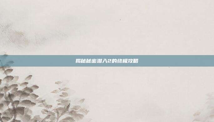 揭秘秘密潜入2的终极攻略