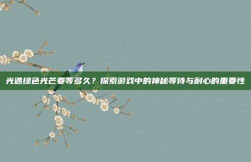 光遇绿色光芒要等多久?探索游戏中的神秘等待与耐心的重要性