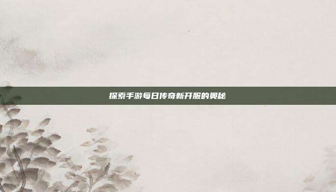 探索手游每日传奇新开服的奥秘