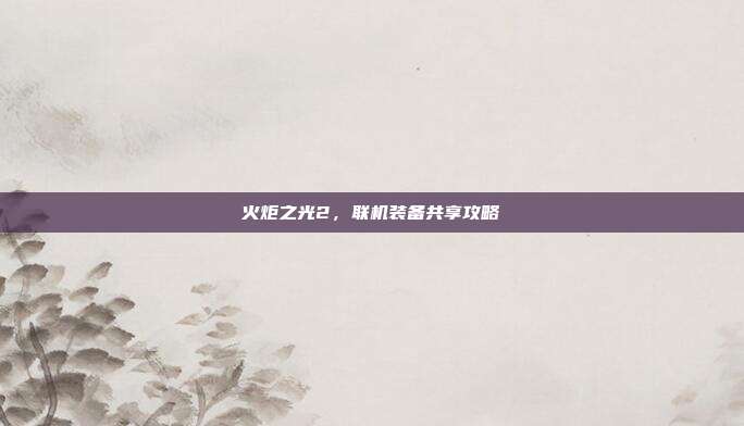 火炬之光2，联机装备共享攻略