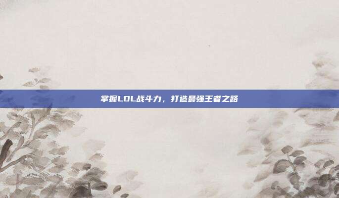 掌握LOL战斗力，打造最强王者之路