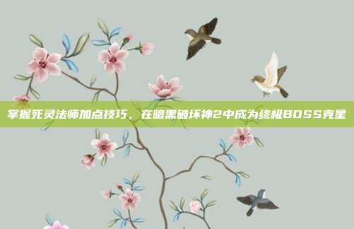 掌握死灵法师加点技巧,在暗黑破坏神2中成为终极BOSS克星