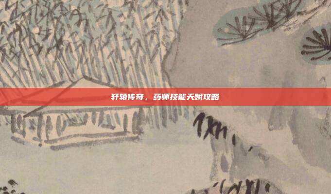 轩辕传奇，药师技能天赋攻略