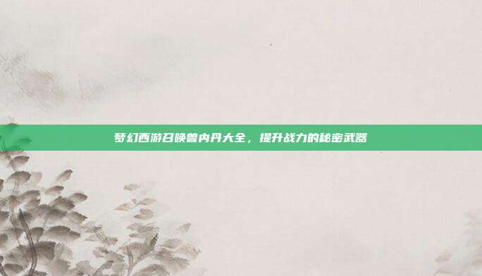梦幻西游召唤兽内丹大全,提升战力的秘密武器