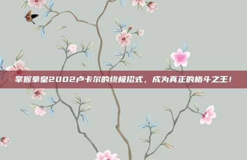 掌握拳皇2002卢卡尔的终极招式，成为真正的格斗之王！