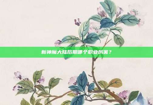 新神魔大陆后期哪个职业厉害？