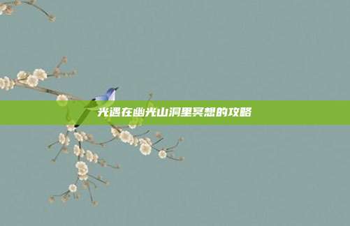 光遇在幽光山洞里冥想的攻略