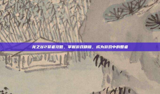 龙之谷2贤者攻略，掌握游戏精髓，成为游戏中的智者