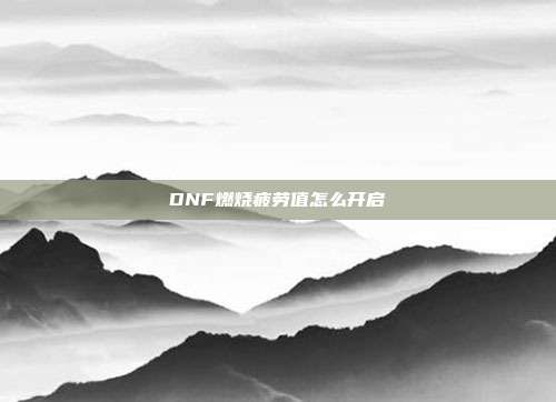 DNF燃烧疲劳值怎么开启