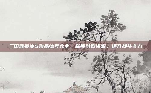 三国群英传5物品编号大全，掌握游戏资源，提升战斗实力
