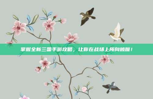 掌握全新三国手游攻略,让你在战场上所向披靡!