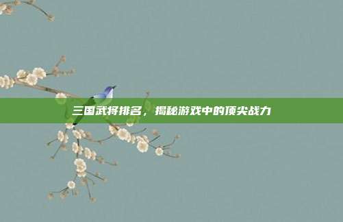三国武将排名，揭秘游戏中的顶尖战力