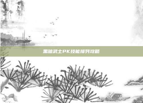 黑暗武士PK技能排列攻略